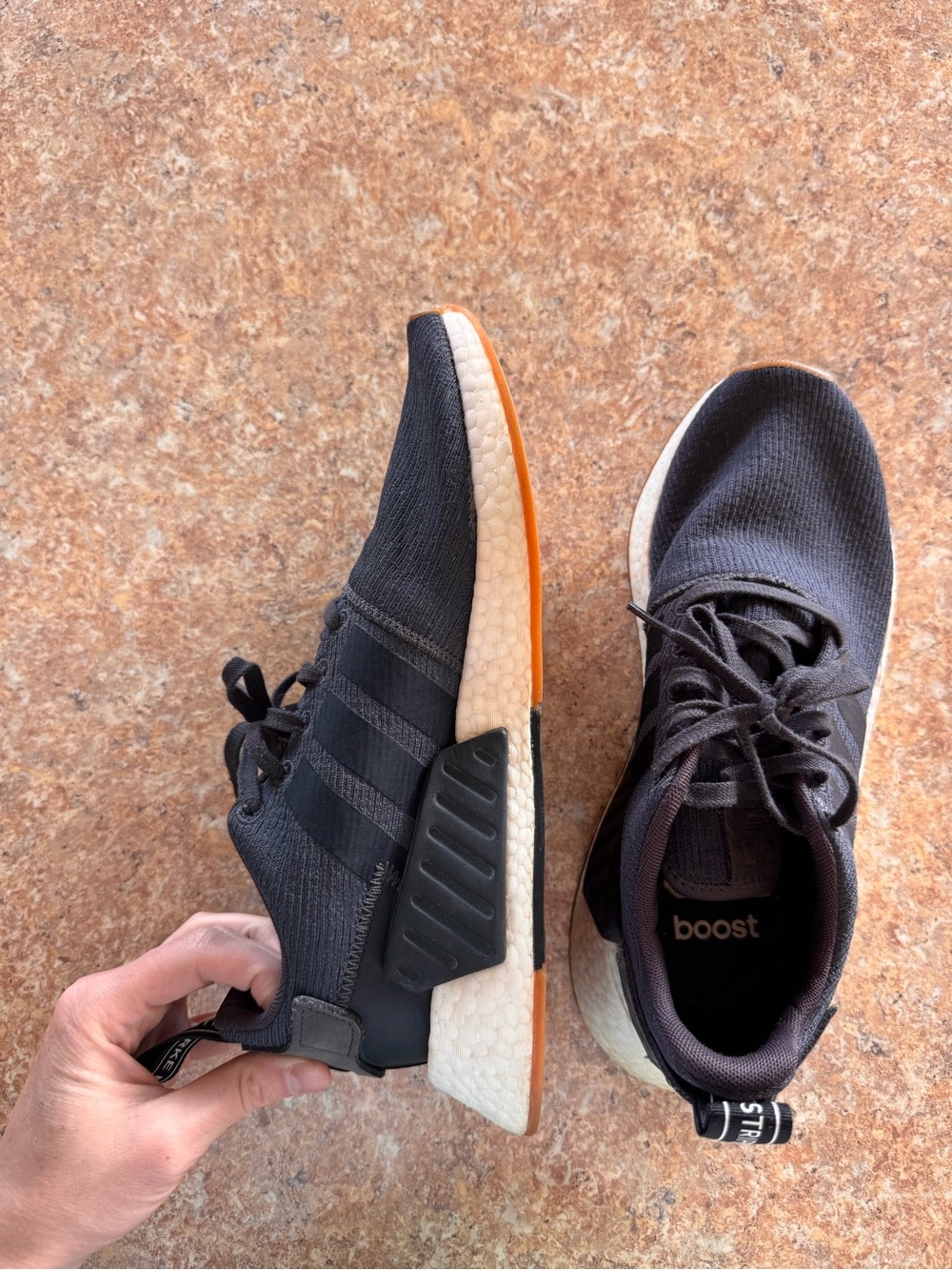 adidas Black and Orange Men’s Boost Sneakers